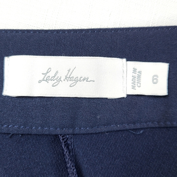 Lady Hagen SKORT Womens Size 6 Navy Blue Pockets Side Zip Pleats Skirt w Shorts - Picture 7 of 14